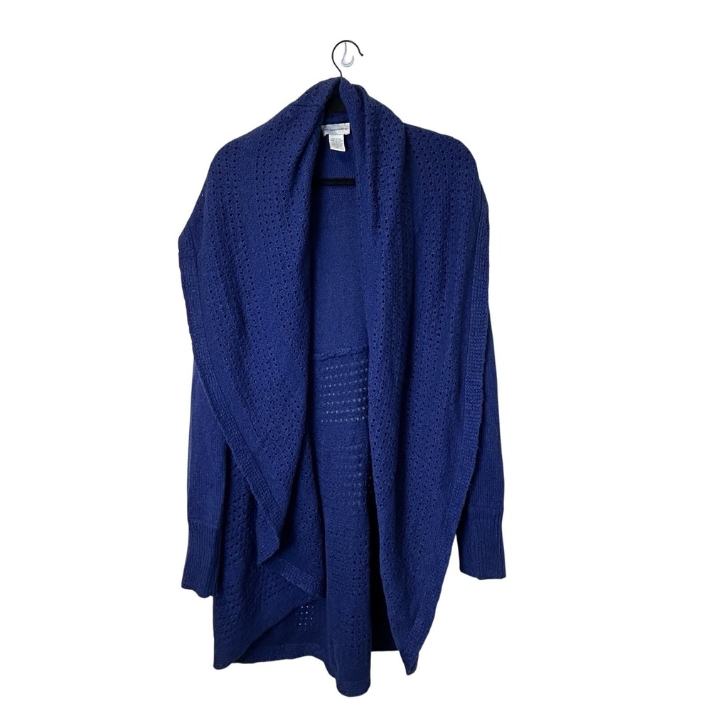 Soft Surroundings Open Front Knit Cardigan Sweater Shawl Collar Boho Duster 1X